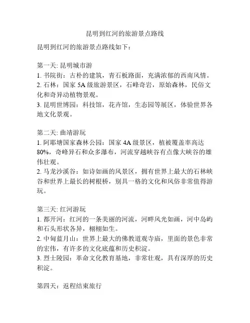 昆明到红河的旅游景点路线