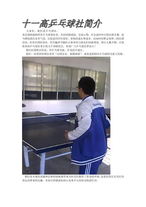 乒乓球社简介