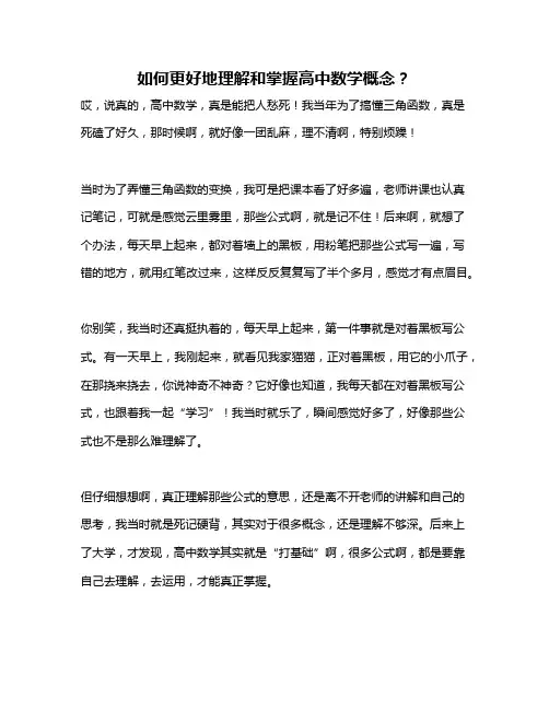 如何更好地理解和掌握高中数学概念？