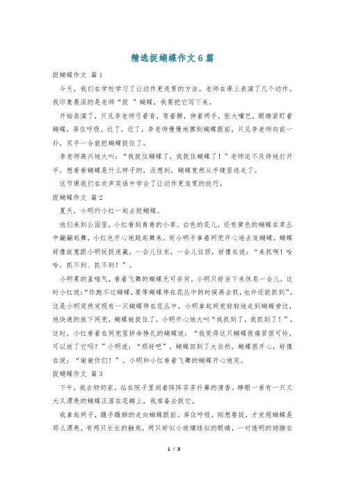 精选捉蝴蝶作文6篇