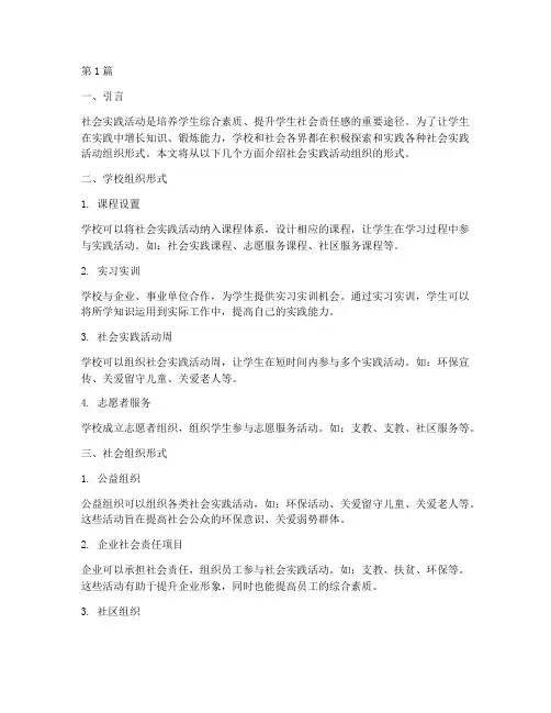 社会实践活动组织的形式(3篇)
