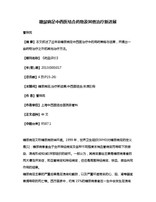 糖尿病足中西医结合药物及其他治疗新进展