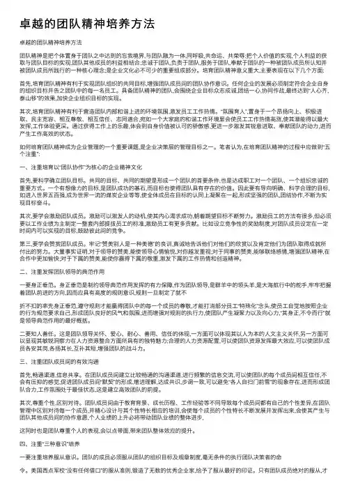 卓越的团队精神培养方法
