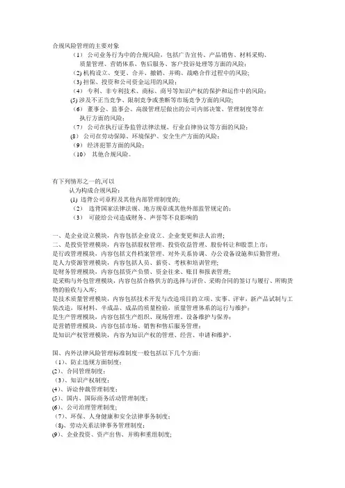 合规风险管理的主要对象