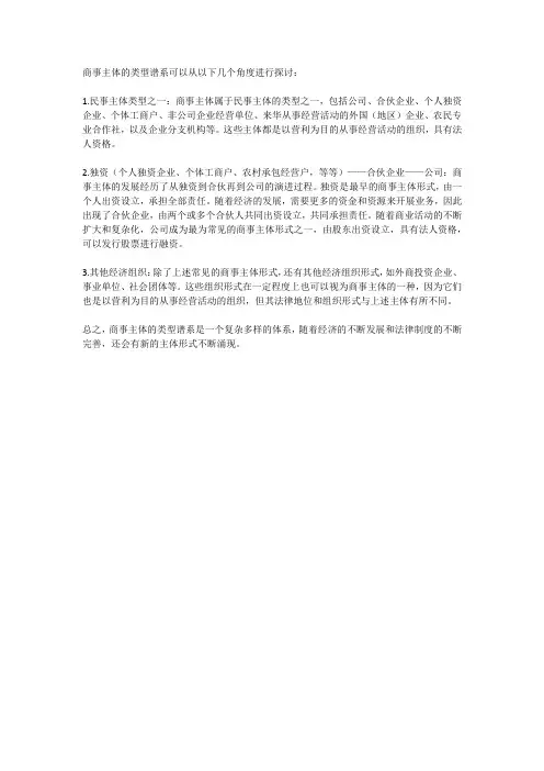 商事主体的类型谱系