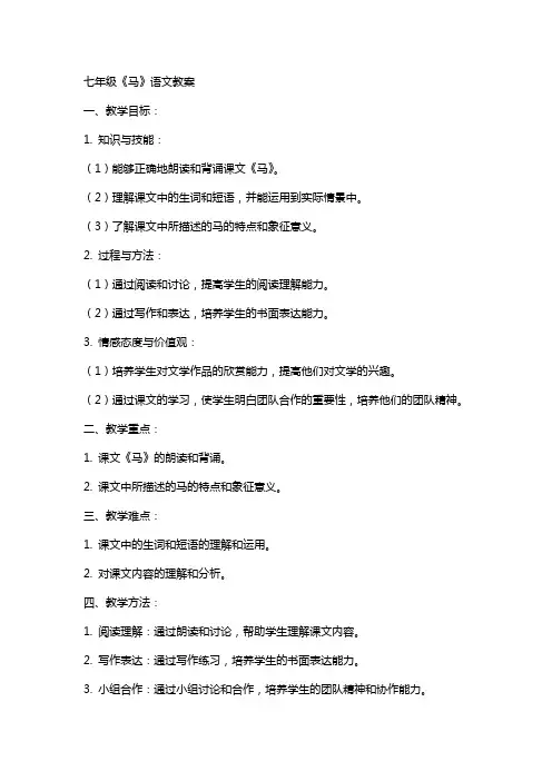 七年级《马》语文教案