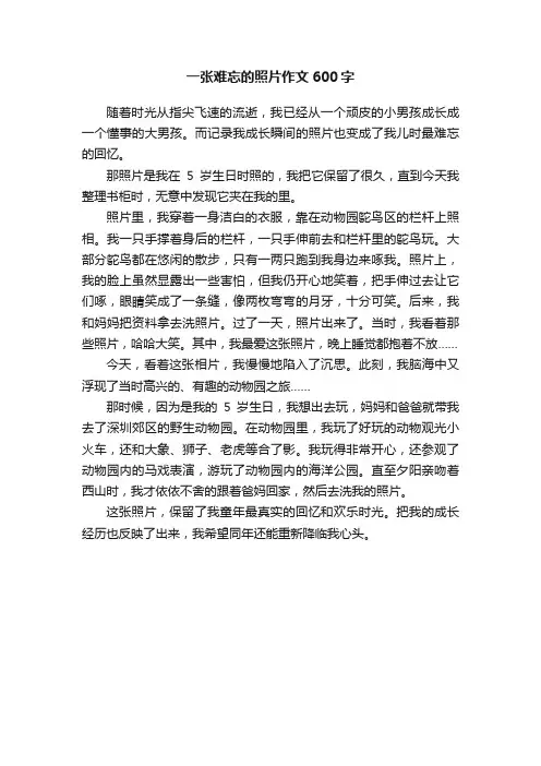 一张难忘的照片作文600字