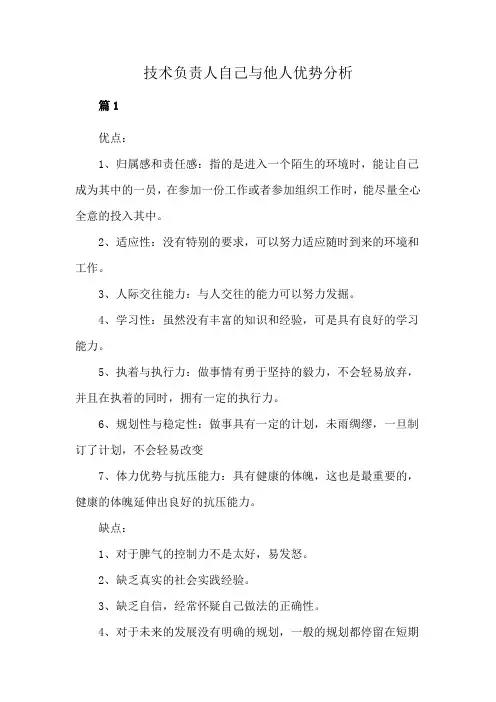 技术负责人自己与他人优势分析