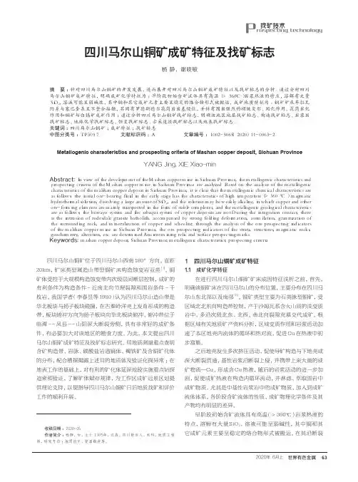 四川马尔山铜矿成矿特征及找矿标志