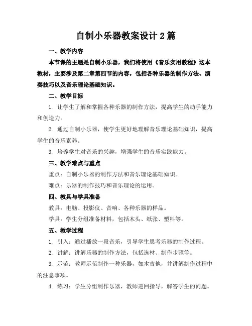 自制小乐器教案设计2篇
