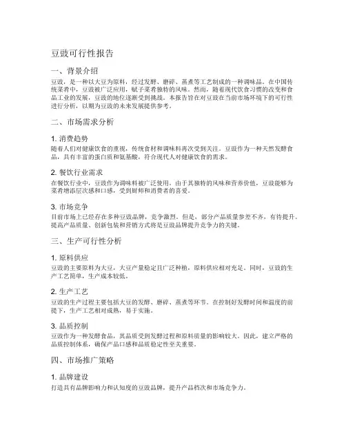 豆豉可行性报告
