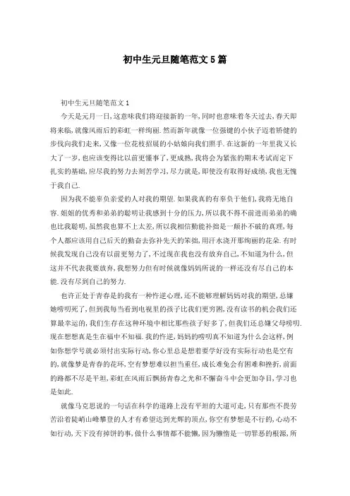 初中生元旦随笔范文5篇