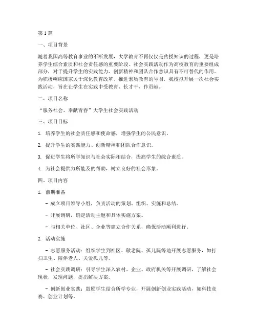 大学社会实践活动立项(3篇)