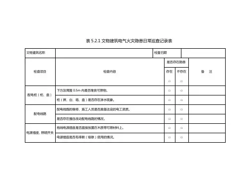 表5.2.1文物建筑电气火灾隐患日常巡查记录表