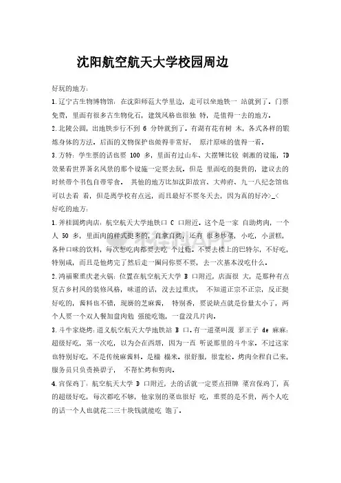 沈阳航空航天大学校园周边