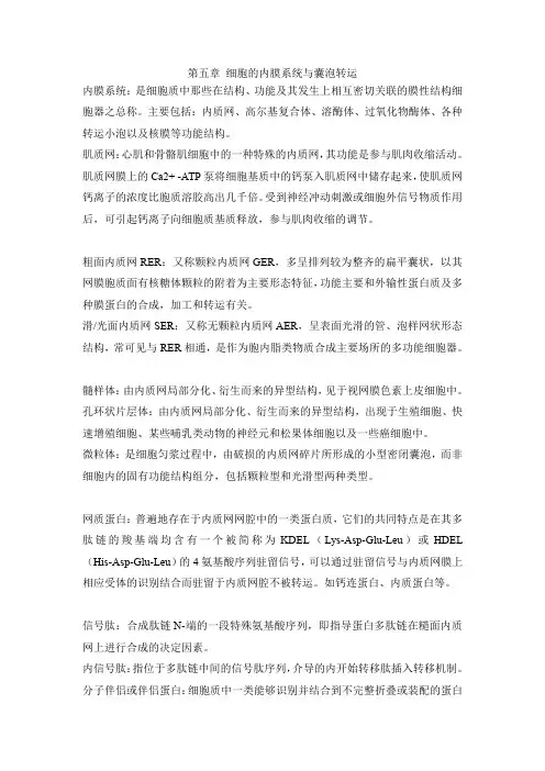 细胞生物学 第五章 细胞的内膜系统与囊泡转