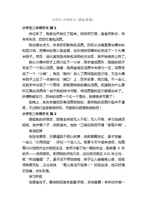 小学生三年级作文（精选20篇）