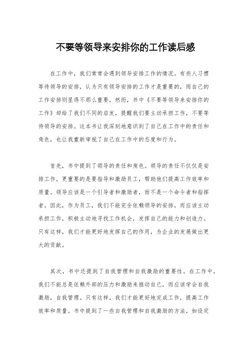 不要等领导来安排你的工作读后感