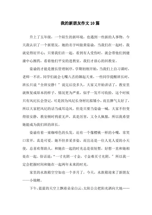 我的新朋友作文10篇精选