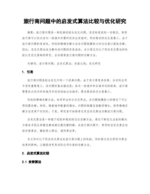 旅行商问题中的启发式算法比较与优化研究