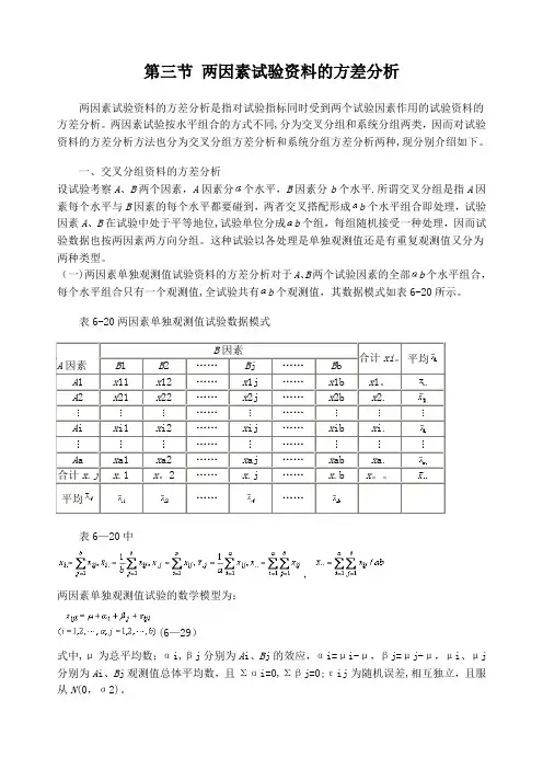 3两因素试验资料的方差分析--重点