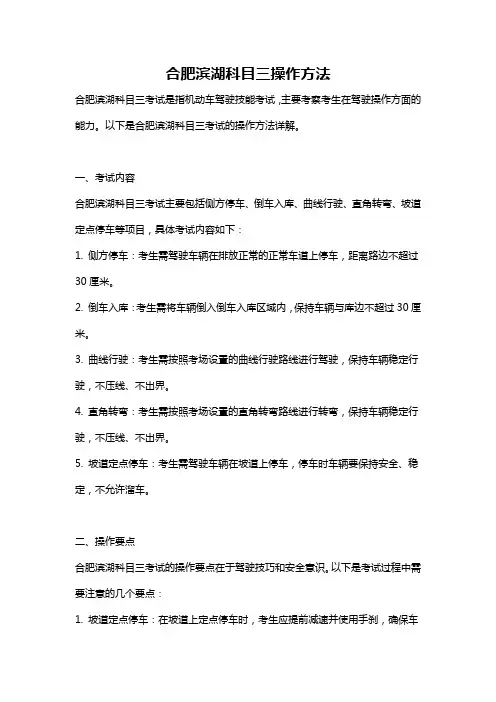 合肥滨湖科目三操作方法