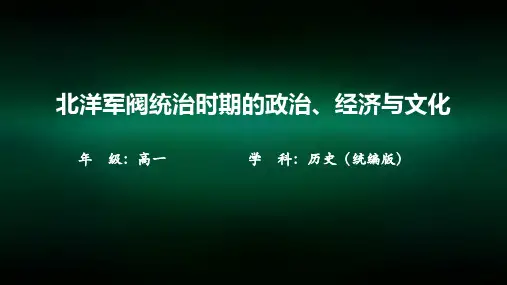 高一【历史(统编)】北洋军阀统治时期的政治、经济与文化-课件