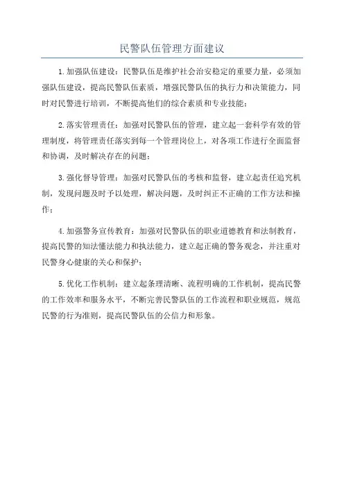 民警队伍管理方面建议
