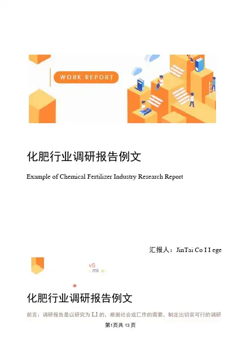 化肥行业调研报告例文
