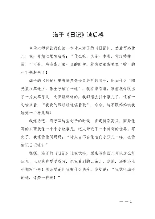 海子《日记》读后感