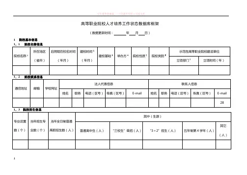 高等职业院校人才培养工作状态数据库框架