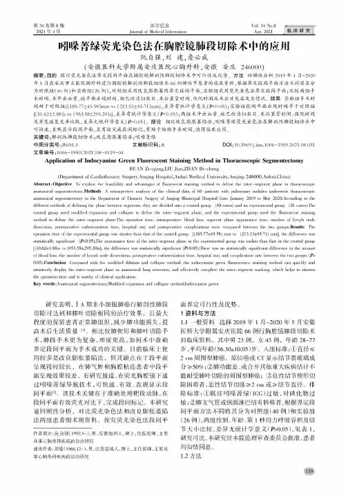 吲哚菁绿荧光染色法在胸腔镜肺段切除术中的应用