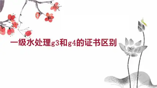 一级水处理g3和g4的证书区别