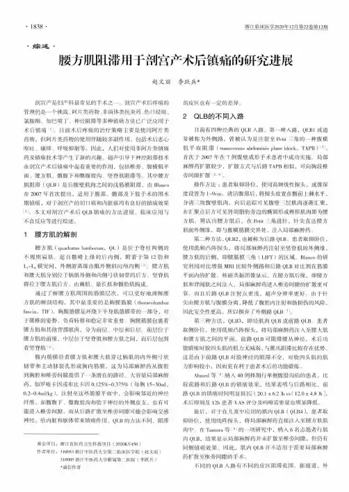 腰方肌阻滞用于剖宫产术后镇痛的研究进展