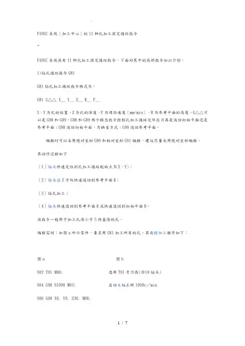 FANUC系统(加工中心)的11种孔加工固定循环指令