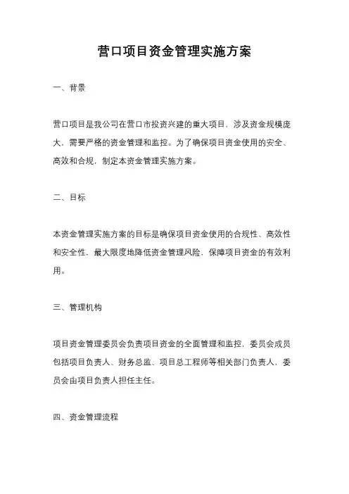 营口项目资金管理实施方案