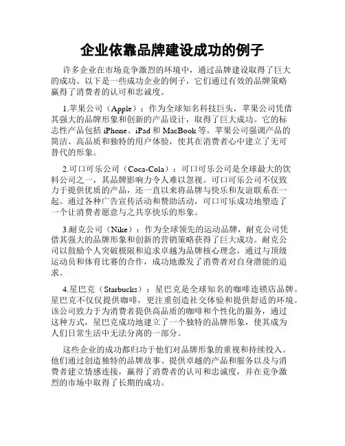 企业依靠品牌建设成功的例子