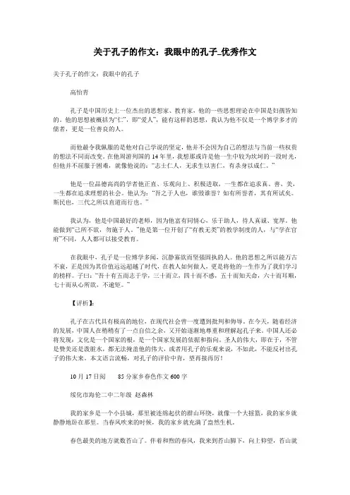 关于孔子的作文：我眼中的孔子_优秀作文