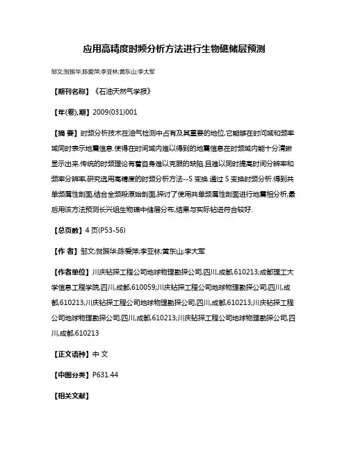 应用高精度时频分析方法进行生物礁储层预测