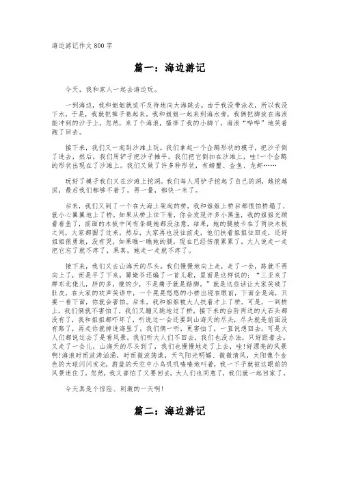 海边游记作文800字