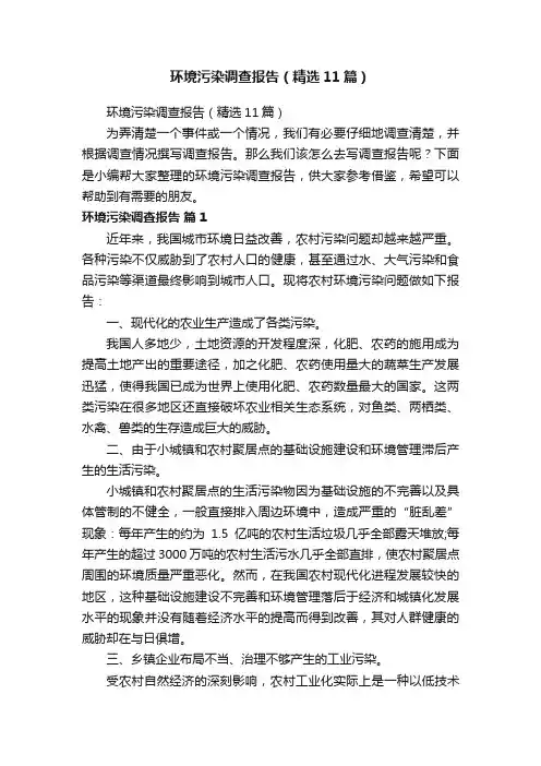 环境污染调查报告（精选11篇）