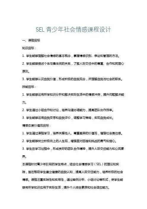 SEL青少年社会情感课程设计