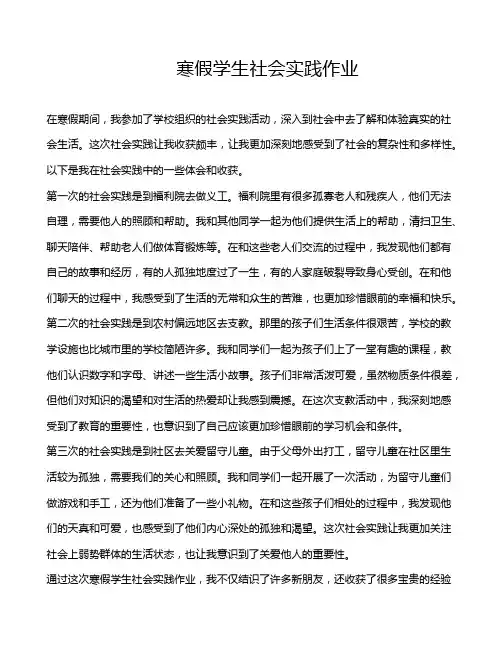 寒假学生社会实践作业
