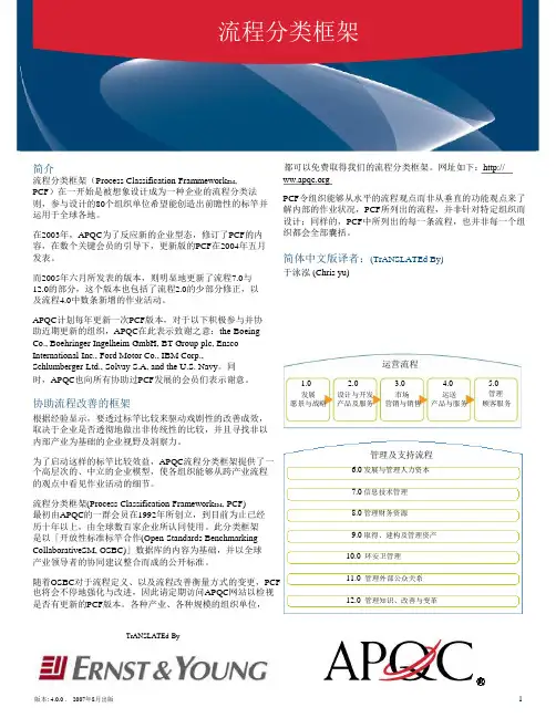 APQC的流程分类框架介绍