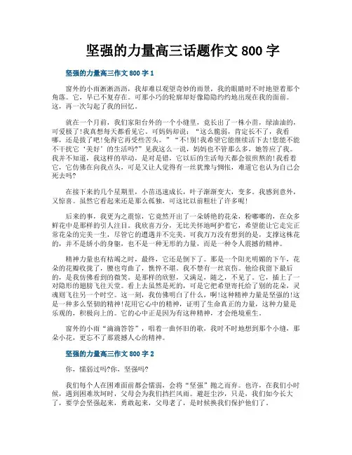 坚强的力量高三话题作文800字