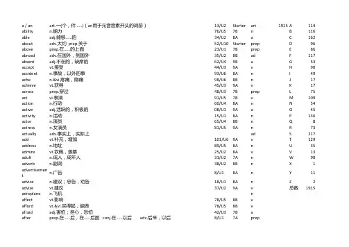 苏州中考词汇表