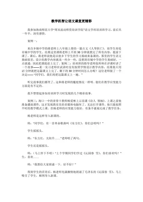 教学机智让语文课堂更精彩
