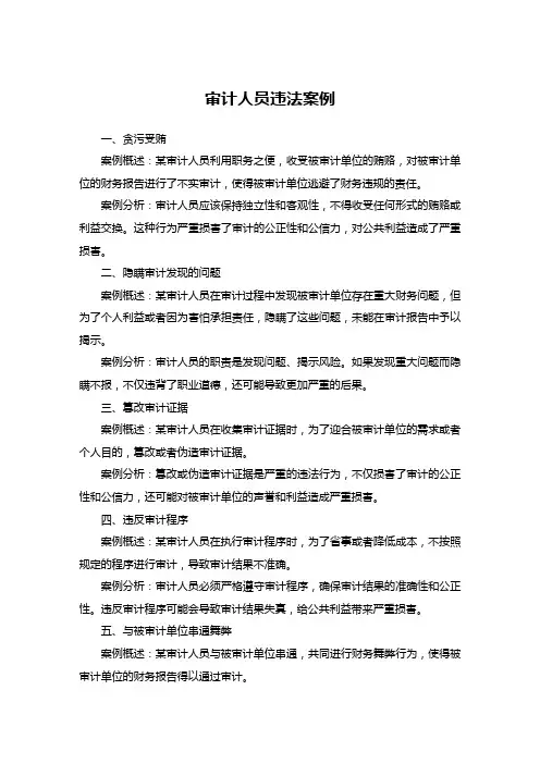 审计人员违法案例