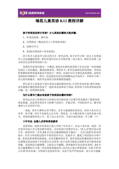 瑞思儿童英语K12教程详解