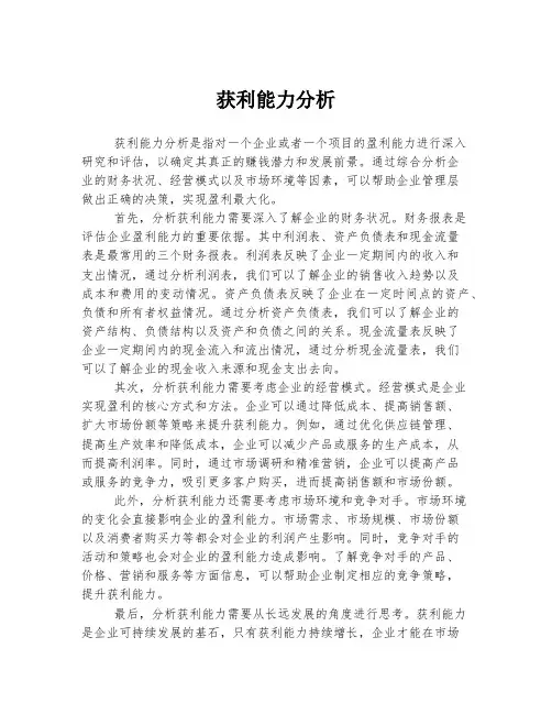 获利能力分析